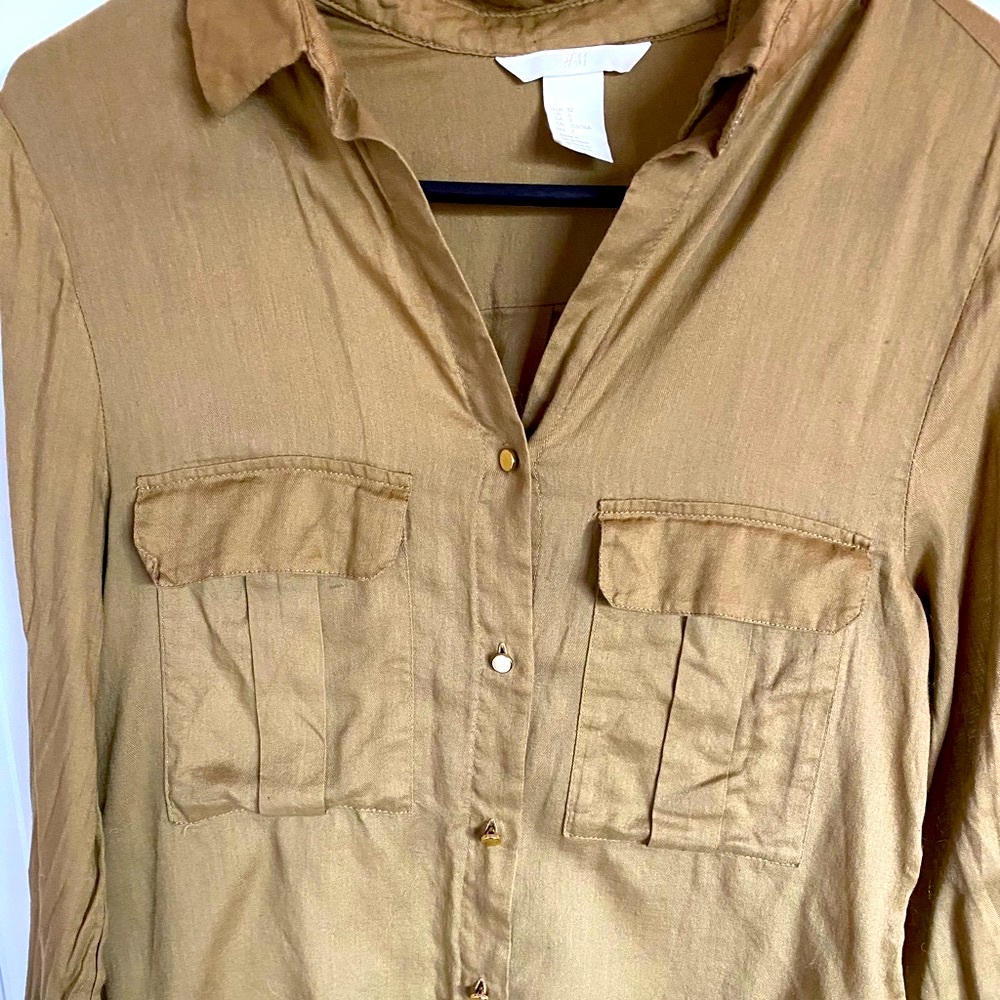 H&M Button Up Gold Blouse
